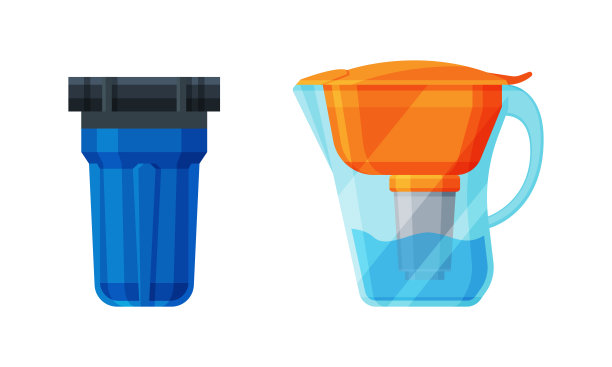 降低饮用水污染的精细物理屏障滤筒和罐向量集图片下载