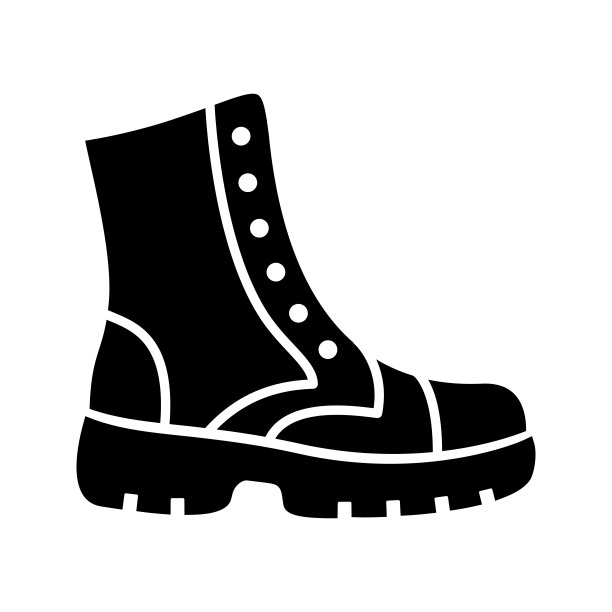 厚实的靴子黑色字形图标孤立。向量图片下载