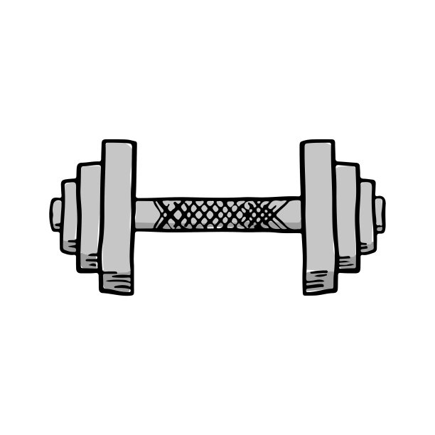 哑铃图标。水平的观点。矢量平面图形手绘插图。白色背景上的孤立物体。隔离。图片下载