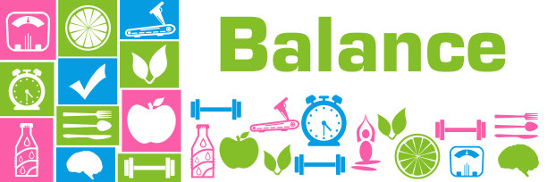 平衡绿色蓝色粉红色的健康符号网格左右图片下载