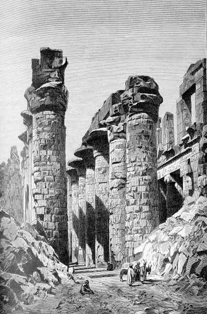 古埃及卡纳克神庙遗址，底比斯城大型考古建筑群图片下载