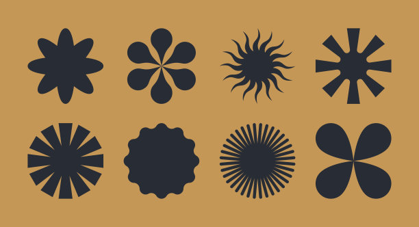 设计元素和形状的向量集-波西米亚太阳符号-标志设计模板，框架，照片叠加和星星图片下载