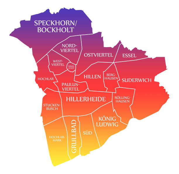 雷克林豪森城市地图德国德标彩虹彩色插图图片下载