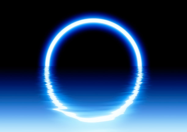 浮在水面上的一圈抽象的光图片下载