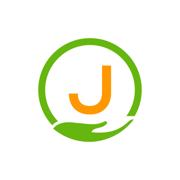 慈善帮助手标志上字母J概念模板。关爱、分享、慈善、医疗卫生、捐赠机构J标志设计图片下载