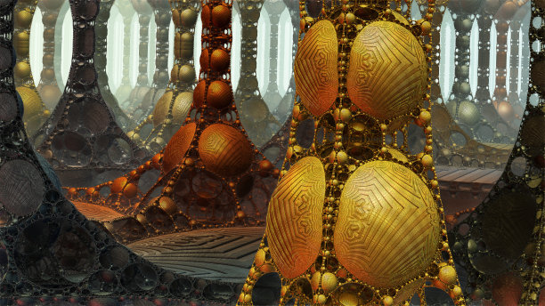 抽象的3D背景，梦幻般的古代文明建筑图片下载