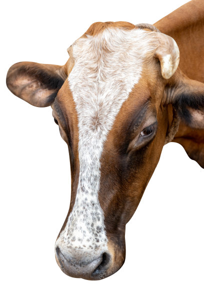 棕色奶牛孤立在白色背景与剪辑路径图片下载