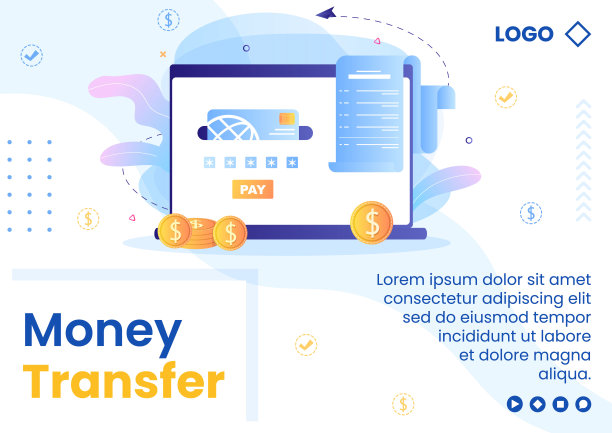 在线电子银行应用程序，钱包或银行信用卡宣传册模板平面插图可编辑的广场背景转移和支付社交媒体图片下载
