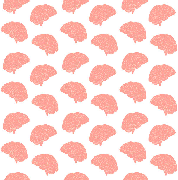 矢量无缝图案手绘涂鸦素描彩色脑图片下载