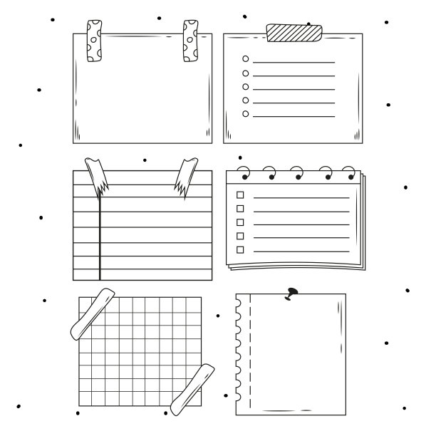 一套涂鸦检查表。需要做什么，一个任务列表与一个刻度向量插图。一组涂鸦清单的插图。一套商业管理插图。矢量图。图片下载