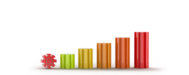 带有阴影的上升多色病毒模型符号的侧视图图片下载