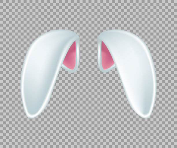 兔耳朵逼真的三维矢量插图。复活节兔子耳朵，小孩头带，面具。野兔服装白色和粉红色元素。照片编辑器，展台，视频聊天应用程序隔离在透明的背景图片下载