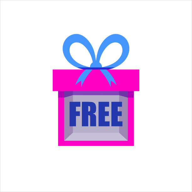 矢量免费概念礼盒，粉红色和蓝色的颜色，设计元素孤立。图片下载