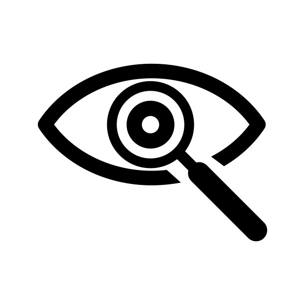 放大镜与眼睛矢量图标在白色背景。网页设计图标。图片下载