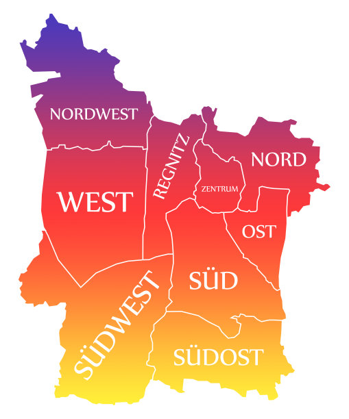 德国埃尔兰根城市地图德标彩虹彩色插图图片下载