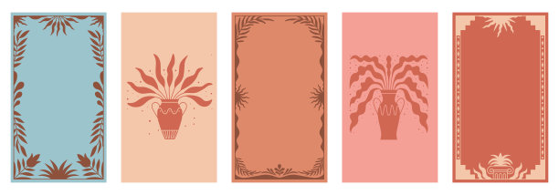 简单现代风格的矢量插图-垂直抽象背景和图形打印-社交媒体故事的文本复制空间装饰框架图片下载