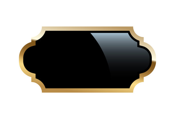 复古的黑色标签与黄金框架，空的复古贴纸的瓶子或食品包装图片下载