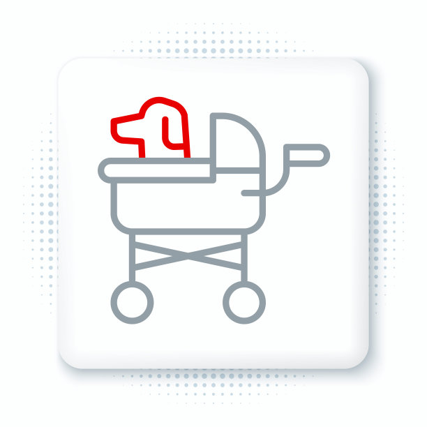 线宠物婴儿车图标孤立在白色背景。色彩斑斓的轮廓的概念。向量图片下载