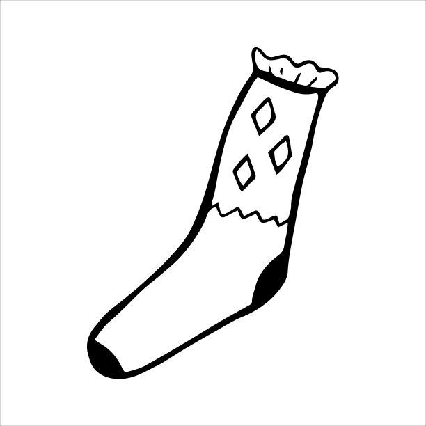手绘袜子涂鸦风格。黑白矢量插图图片下载