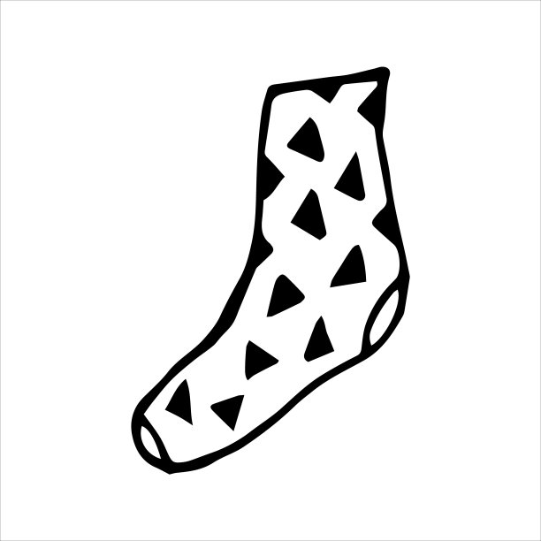 手绘袜子涂鸦风格。黑白矢量插图图片下载