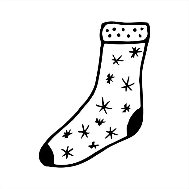 手绘袜子涂鸦风格。黑白矢量插图图片下载