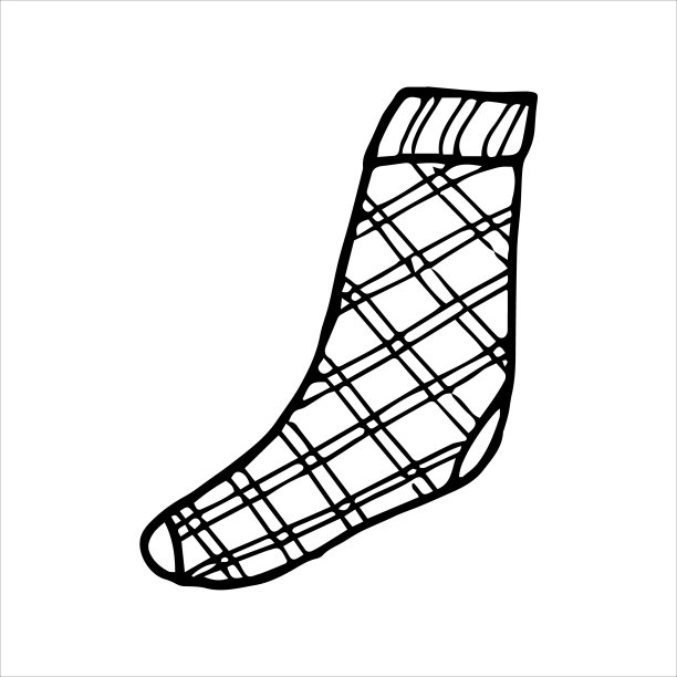 手绘袜子涂鸦风格。黑白矢量插图图片下载