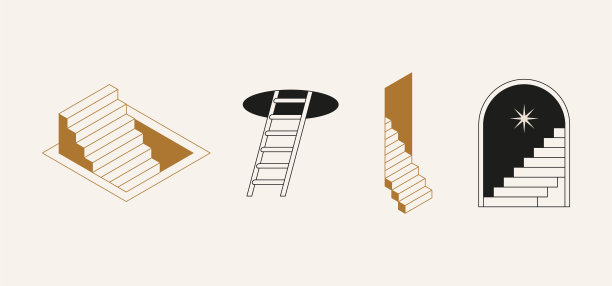 向量最小几何插图集-流行的抽象美学线性组合，版画，框架和平面设计元素图片下载