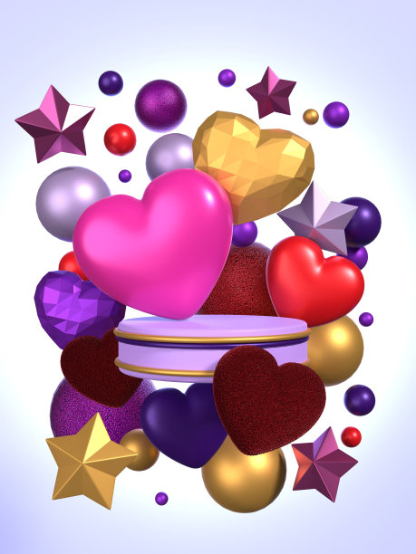 情人节背景与彩色的心在白色图片下载