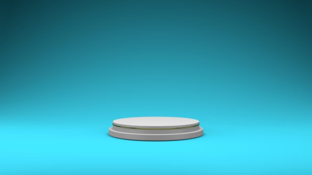 3 d讲台背景。白色石头讲台上的化妆品产品或包装在彩色的背景与工作室的灯光。图片下载