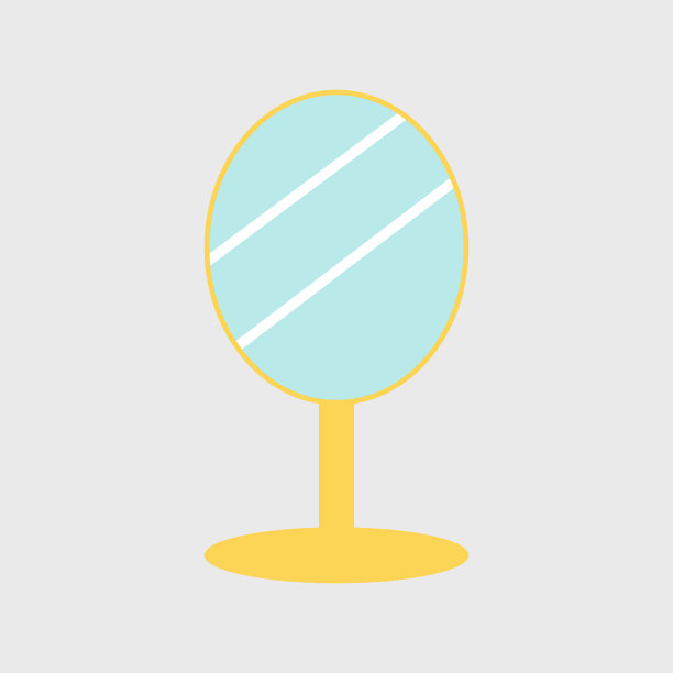 女性的镜子矢量插图。金色镜子化妆在复古风格的灯光背景。图片下载