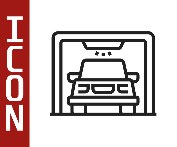 黑色线洗车图标孤立在白色背景。洗车服务和水云图标。向量图片下载