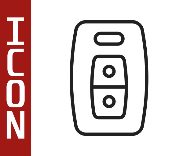 黑色线车键与远程图标孤立在白色背景上。车钥匙和报警系统。向量图片下载