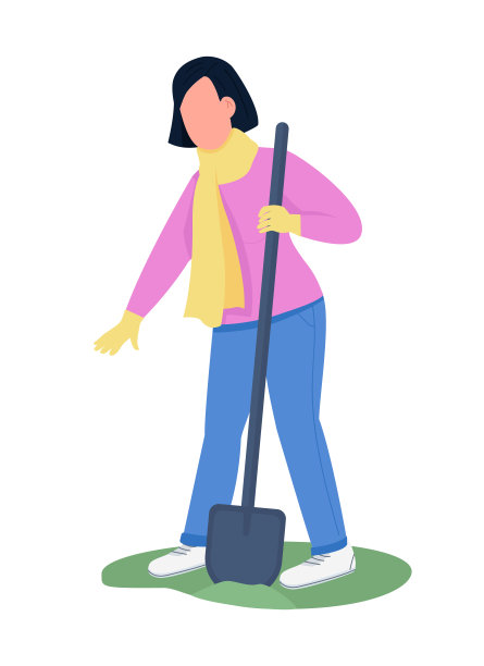 女人在冬天铲半平颜色矢量字符图片下载