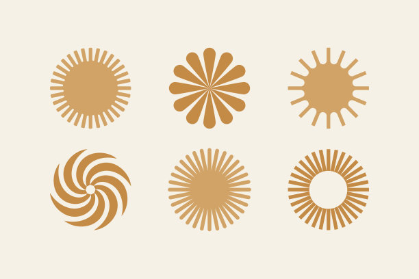 设计元素和形状的向量集-波西米亚太阳符号-标志设计模板，框架，照片叠加和星星图片下载