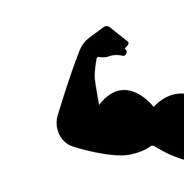 肌肉图标矢量。黑色插图在白色的背景。图片下载