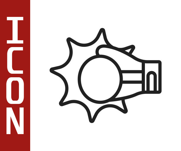 黑线拳在拳击手套图标孤立在白色背景。拳击手套与炸药碰撞在一起。向量图片下载