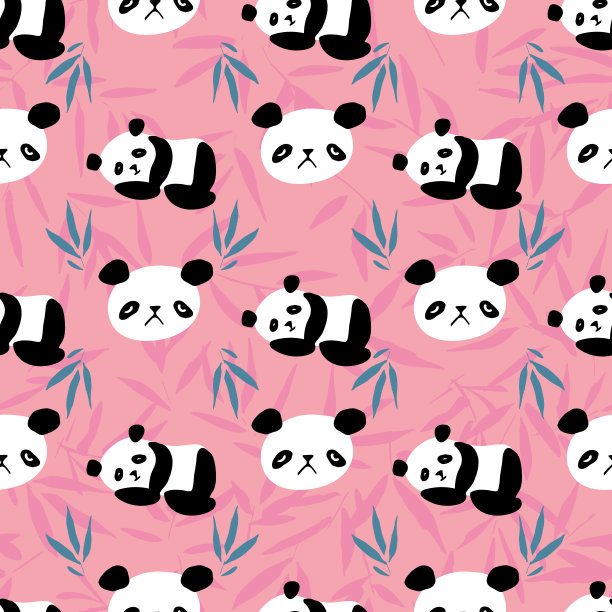 熊猫竹无缝图案图片下载