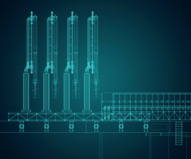 LNG装载臂在泊位。霓虹灯方案。3 d渲染图片下载