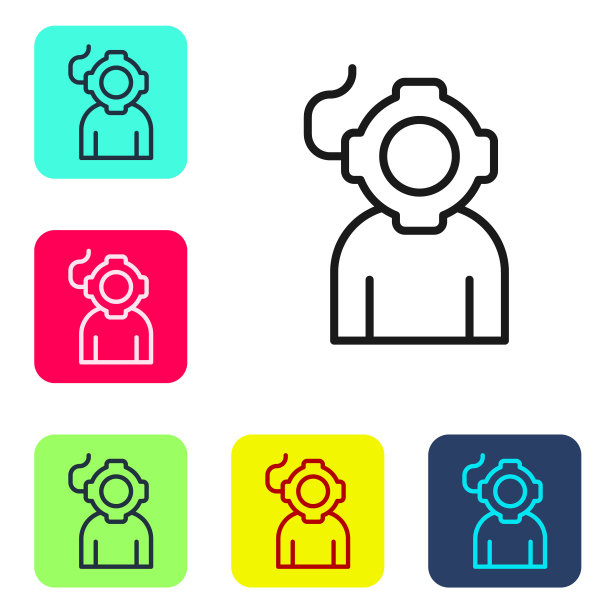 在白色背景上孤立的黑色线Aqualung图标。潜水头盔。在水下潜水设备。设置彩色方块按钮图标。向量图片下载