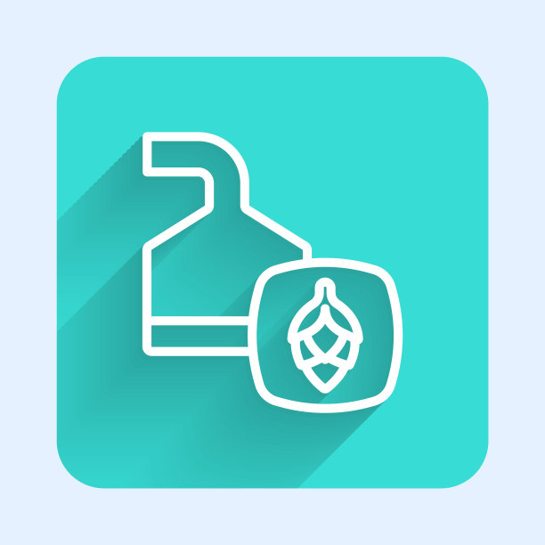 白线传统的酿造容器在啤酒厂图标孤立与长阴影背景。啤酒酿造过程。酒厂,啤酒厂。绿色广场按钮。向量图片下载