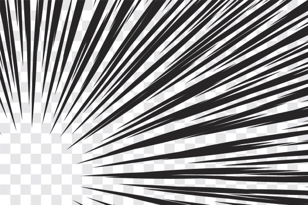 漫画动作帧速度简单线运动径向线孤立在透明的背景上图片下载