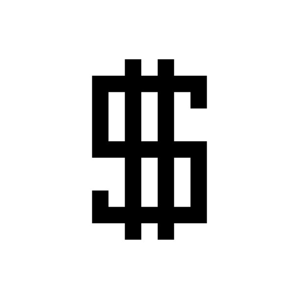 像素美元符号图标。黑色轮廓线轮廓。向量简单的平面图形说明。白色背景上的孤立物体。隔离。图片下载