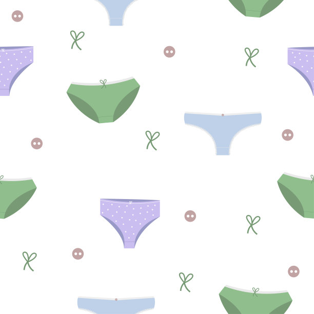无缝图案可爱的内衣，纽扣和丝带。矢量手绘。图片下载