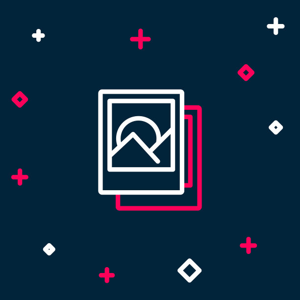 线相框图标孤立在蓝色背景上。老式空相框。色彩斑斓的轮廓的概念。向量图片下载