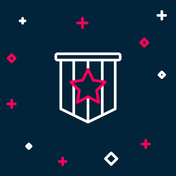 线美国国旗图标孤立在蓝色背景上。美国的国旗。美利坚合众国。色彩斑斓的轮廓的概念。向量图片下载