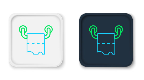 线条厕纸卷图标孤立在白色背景上。色彩斑斓的轮廓的概念。向量图片下载