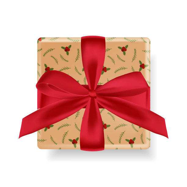 圣诞矢量礼盒和红色蝴蝶结图片下载