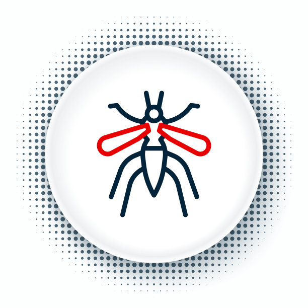 行蚊子图标孤立在白色背景上。色彩斑斓的轮廓的概念。向量图片下载