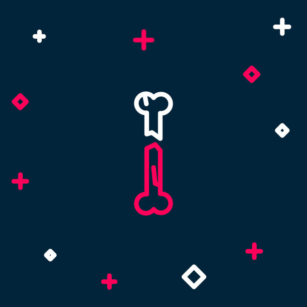 线人断骨图标孤立在蓝色背景上。色彩斑斓的轮廓的概念。向量图片下载