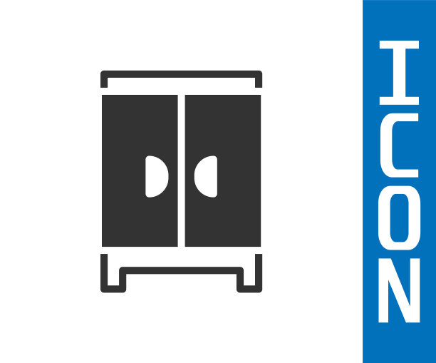 灰色衣柜图标孤立在白色背景上。橱柜的迹象。向量图片下载